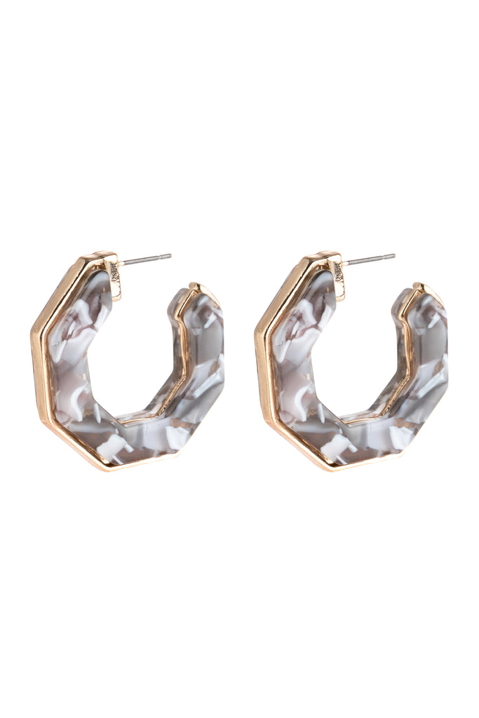 OPEN POLYGON FACETED ACETATE EARRINGS
