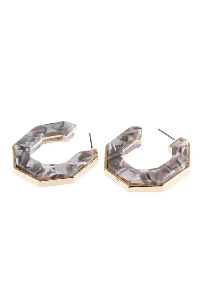 OPEN POLYGON FACETED ACETATE EARRINGS