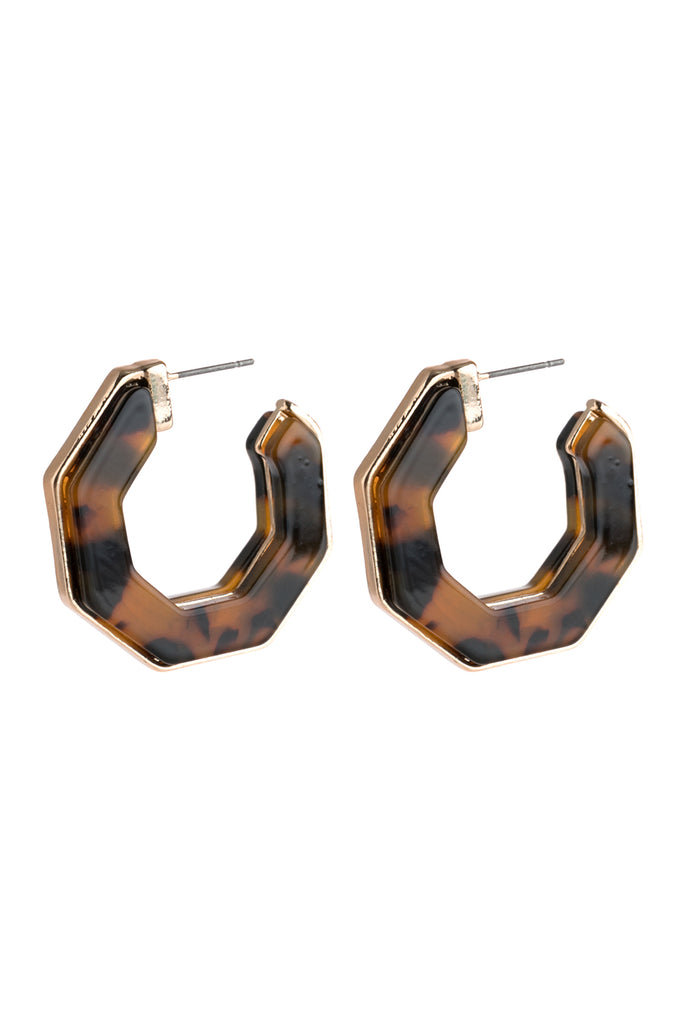 OPEN POLYGON FACETED ACETATE EARRINGS