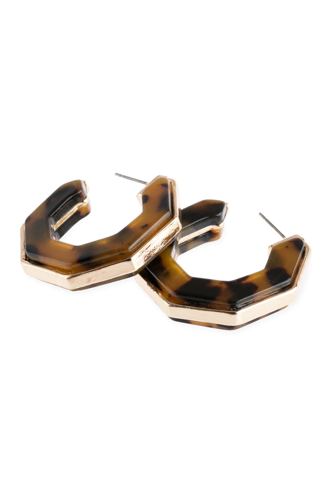 OPEN POLYGON FACETED ACETATE EARRINGS