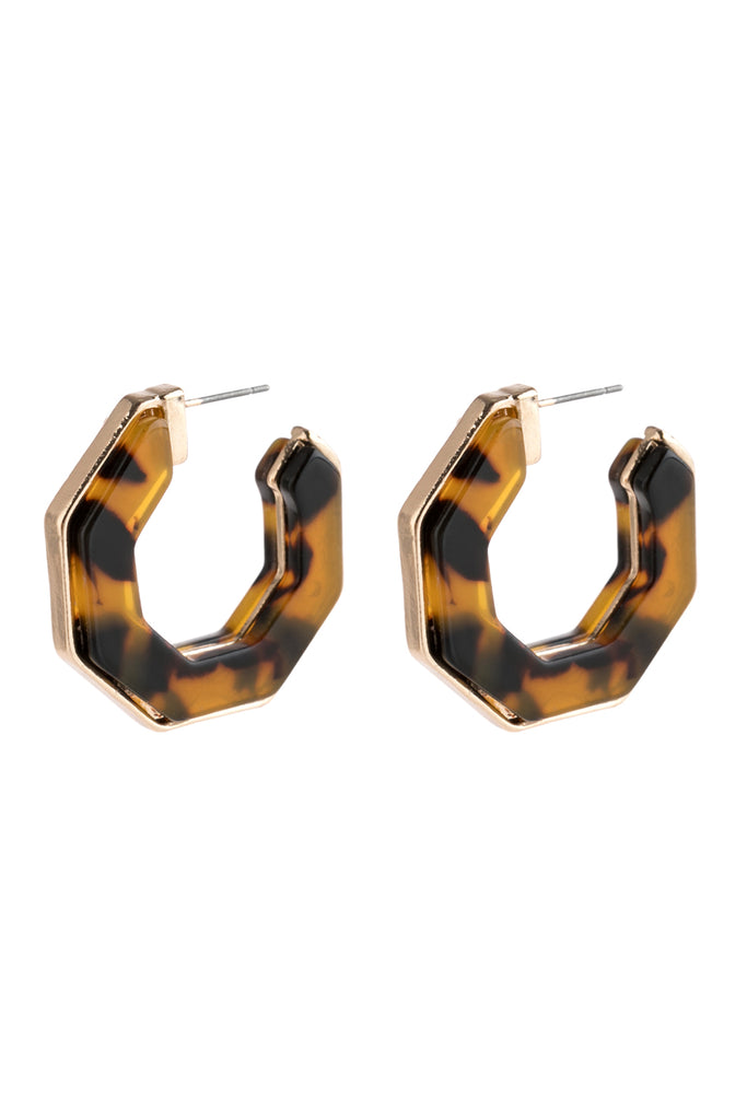 OPEN POLYGON FACETED ACETATE EARRINGS