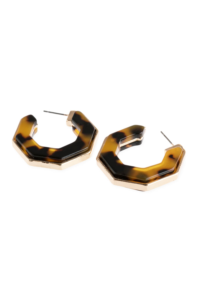OPEN POLYGON FACETED ACETATE EARRINGS