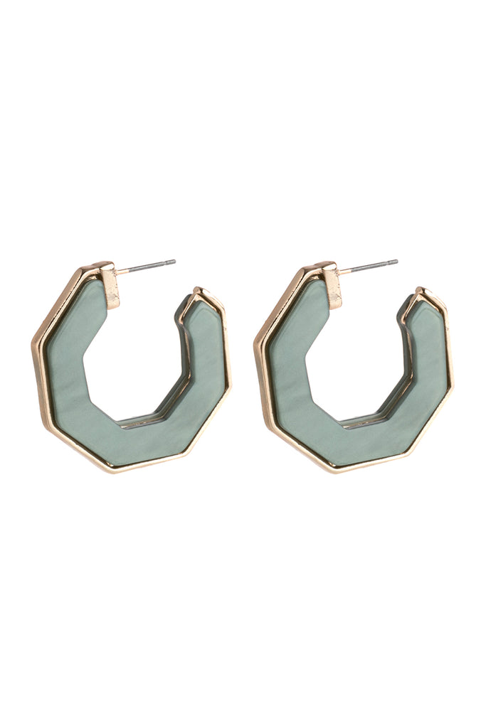OPEN POLYGON FACETED ACETATE EARRINGS