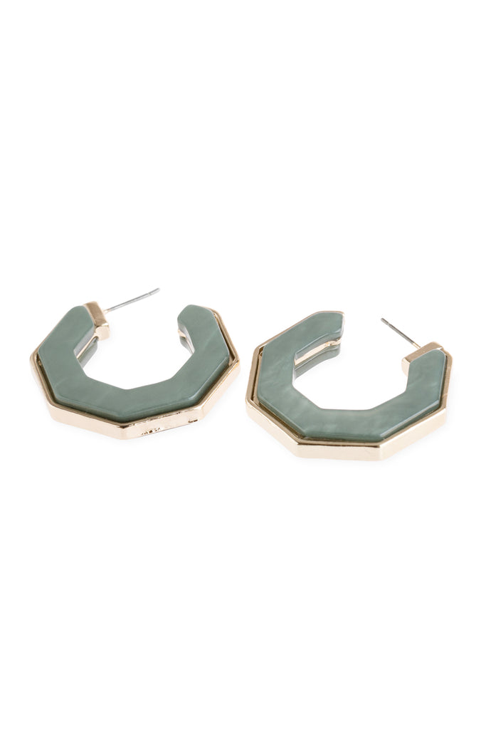 OPEN POLYGON FACETED ACETATE EARRINGS