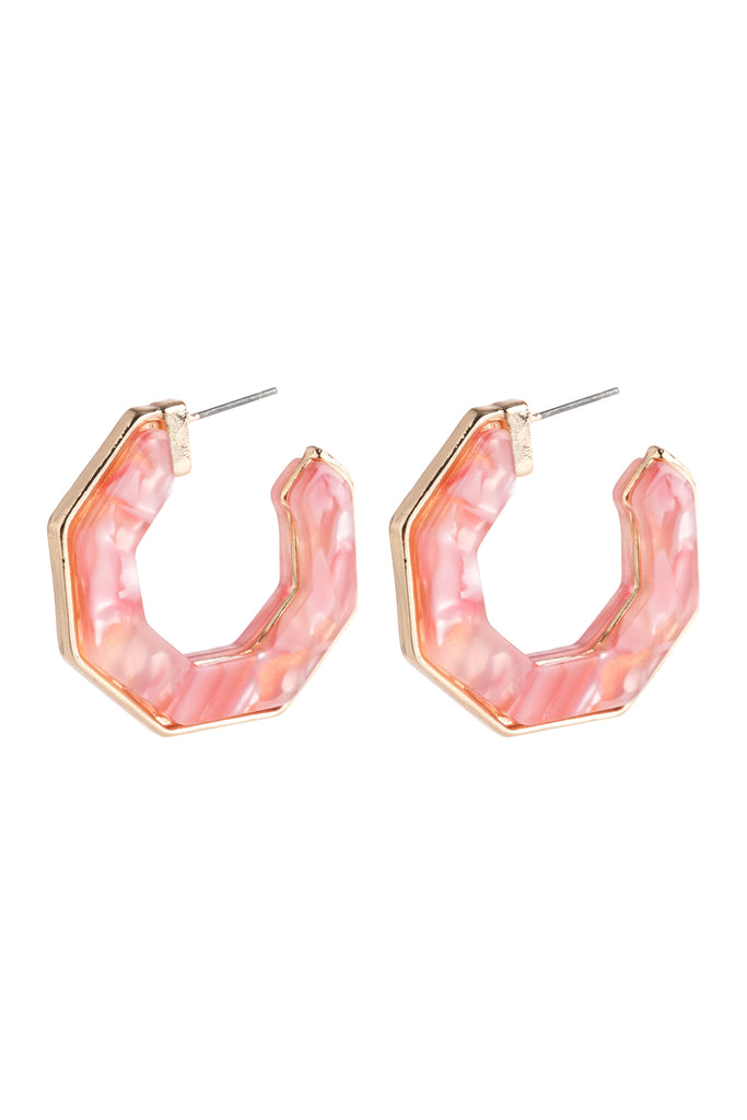 OPEN POLYGON FACETED ACETATE EARRINGS