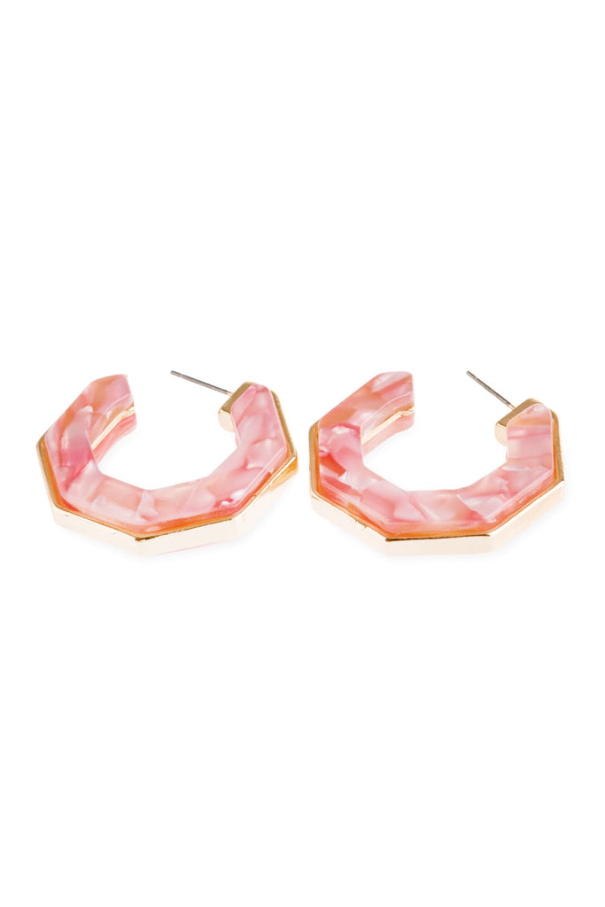 OPEN POLYGON FACETED ACETATE EARRINGS