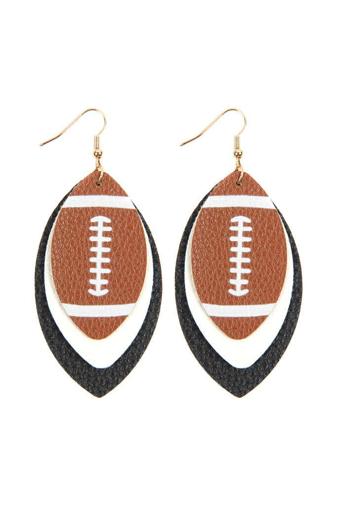 FOOTBALL SPORTS LAYERED LEATHER EARRINGS