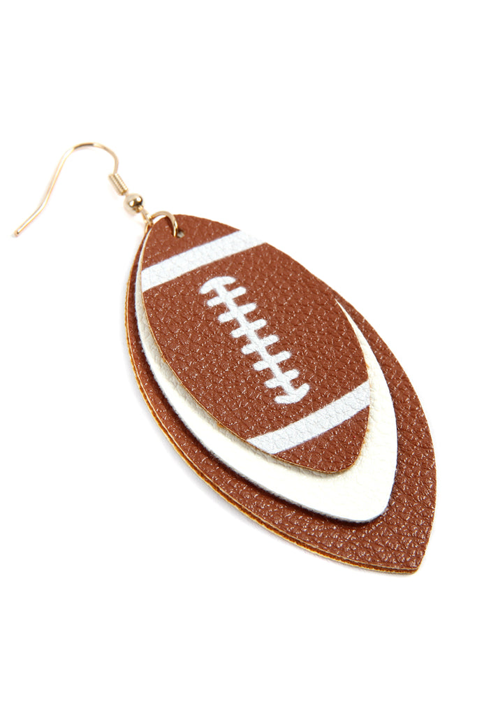 FOOTBALL SPORTS LAYERED LEATHER EARRINGS