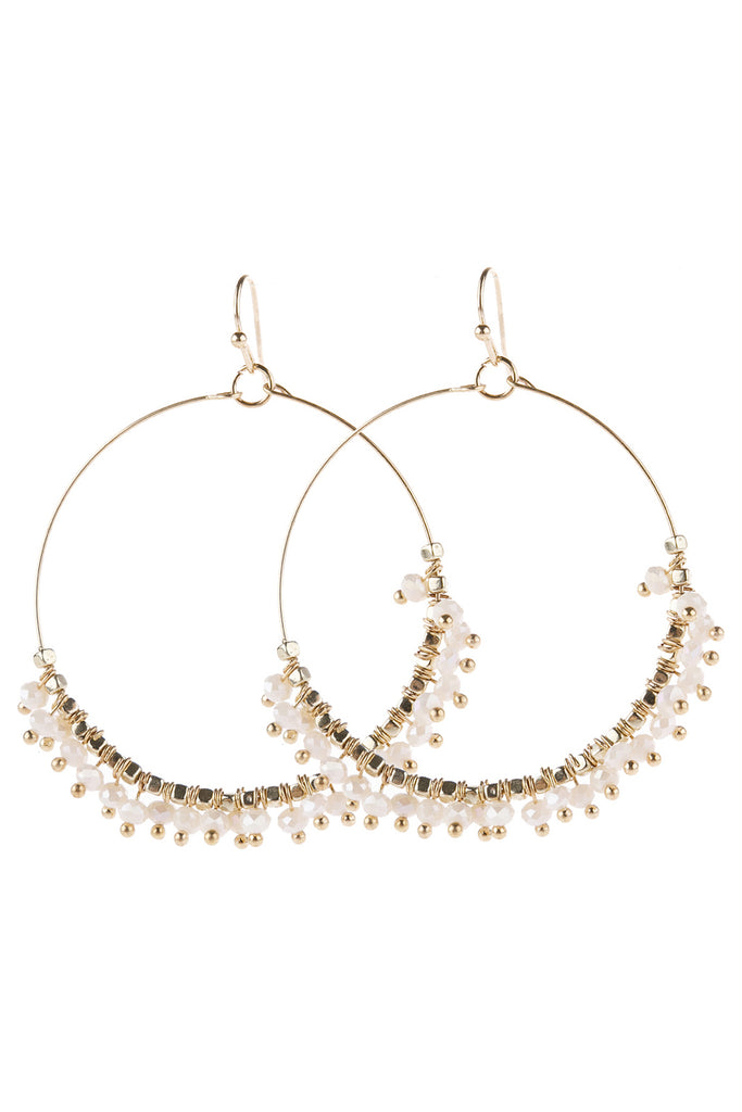 BEADED HOOP DANGLE EARRINGS