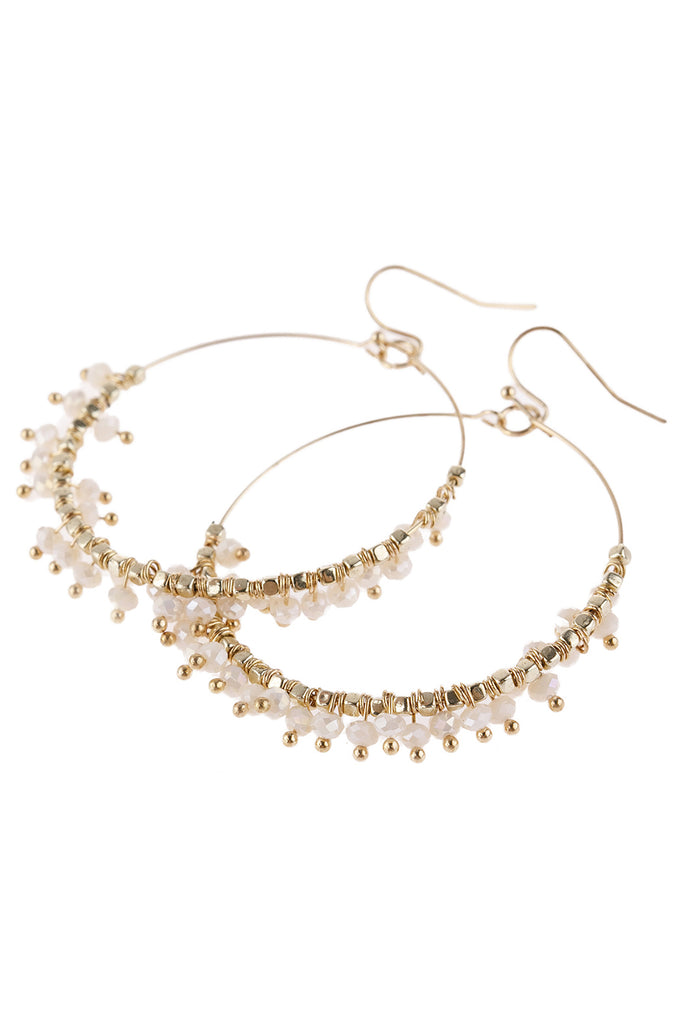 BEADED HOOP DANGLE EARRINGS
