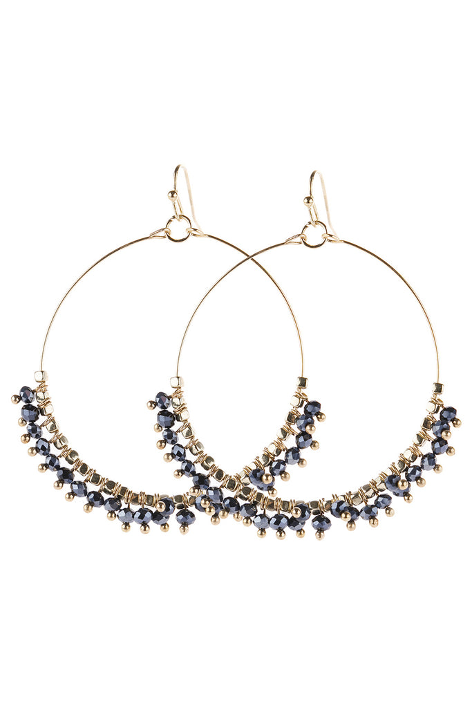 BEADED HOOP DANGLE EARRINGS