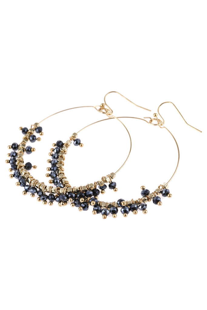 BEADED HOOP DANGLE EARRINGS