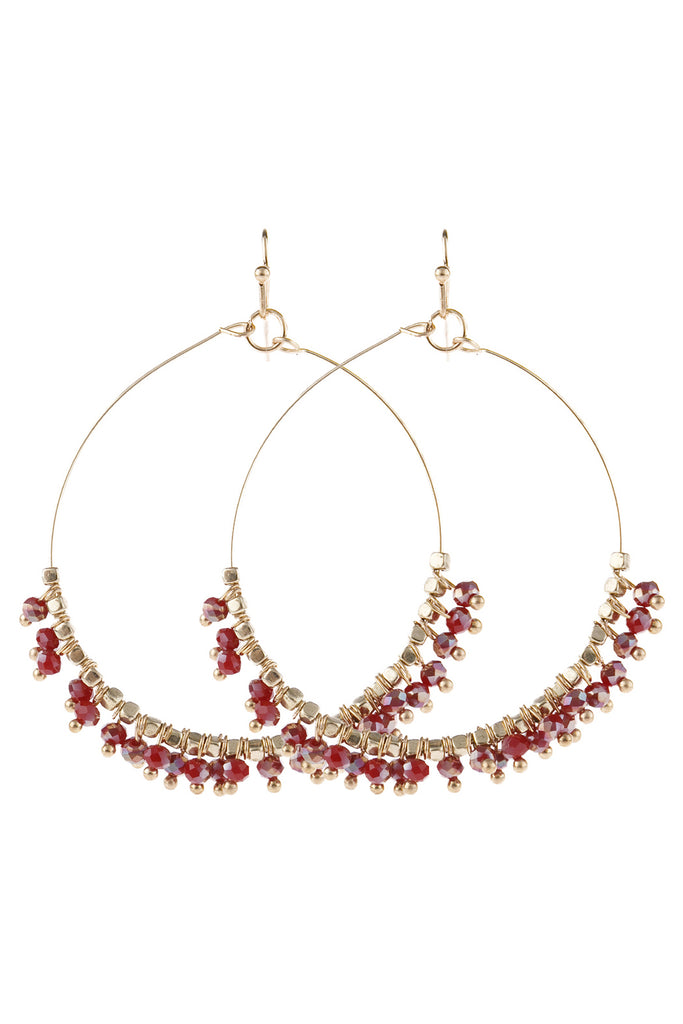 BEADED HOOP DANGLE EARRINGS