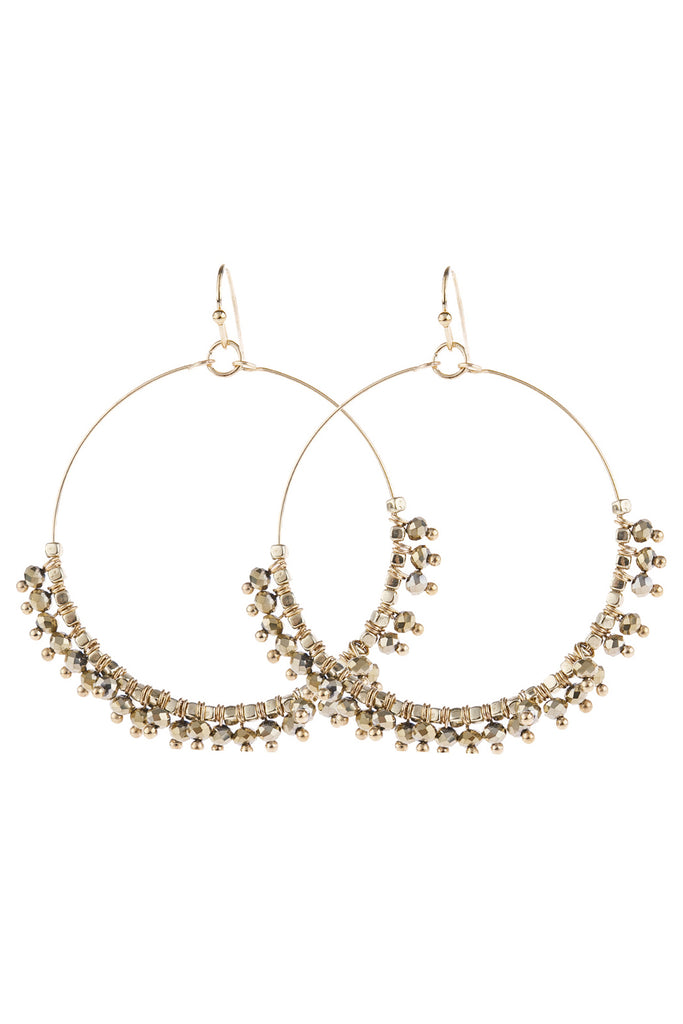 BEADED HOOP DANGLE EARRINGS