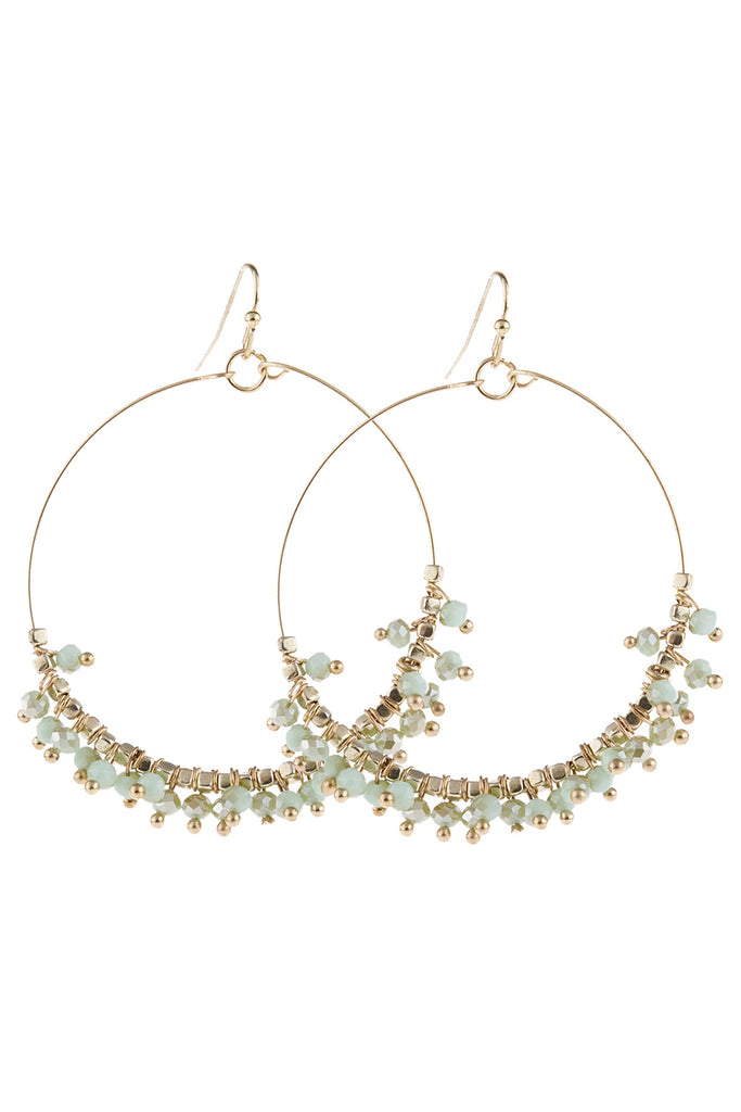 BEADED HOOP DANGLE EARRINGS