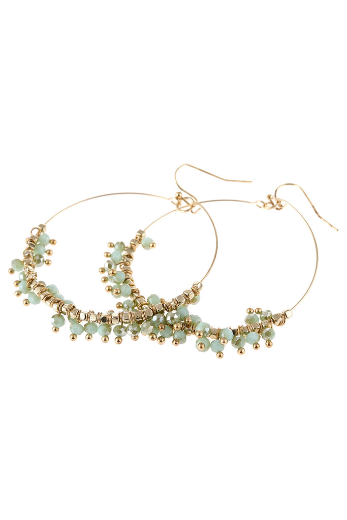 BEADED HOOP DANGLE EARRINGS