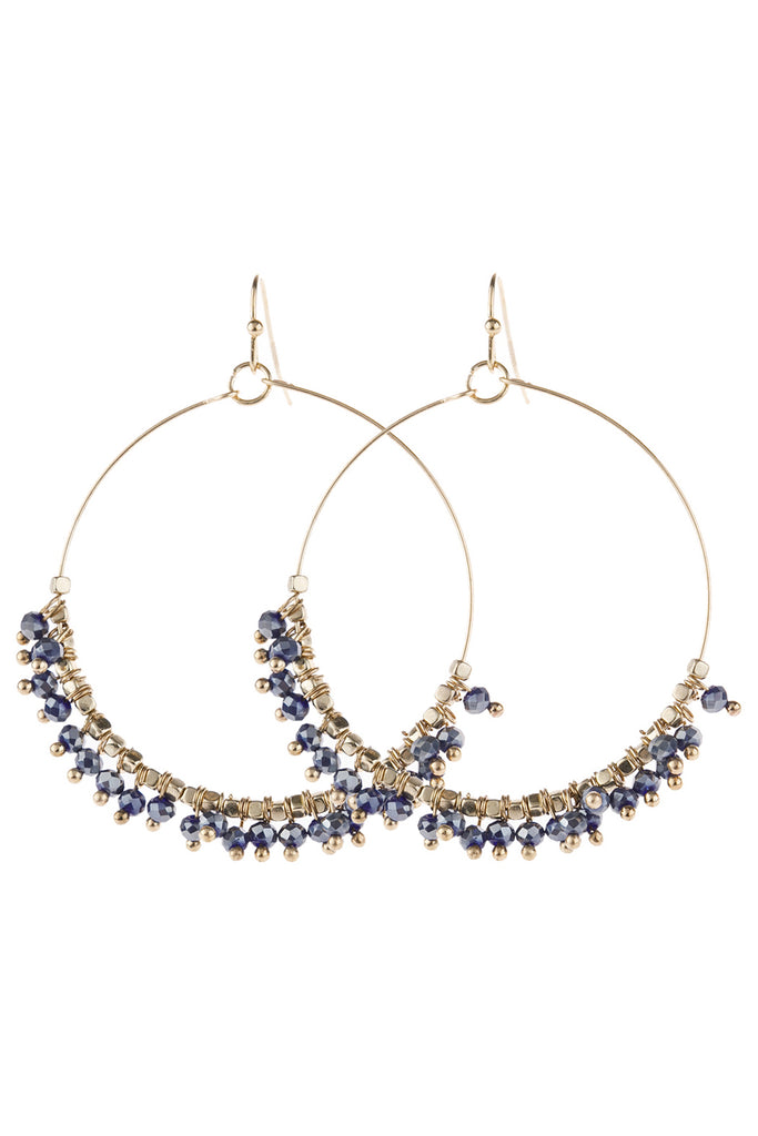 BEADED HOOP DANGLE EARRINGS