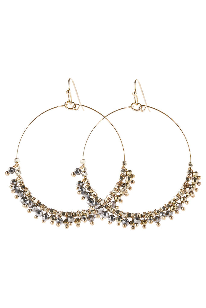 BEADED HOOP DANGLE EARRINGS