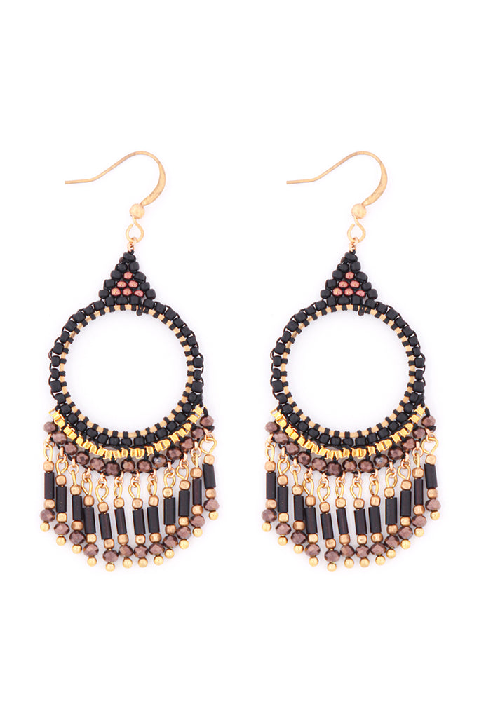 BOHEMIAN BEADS CHANDELIER FISH HOOK EARRINGS