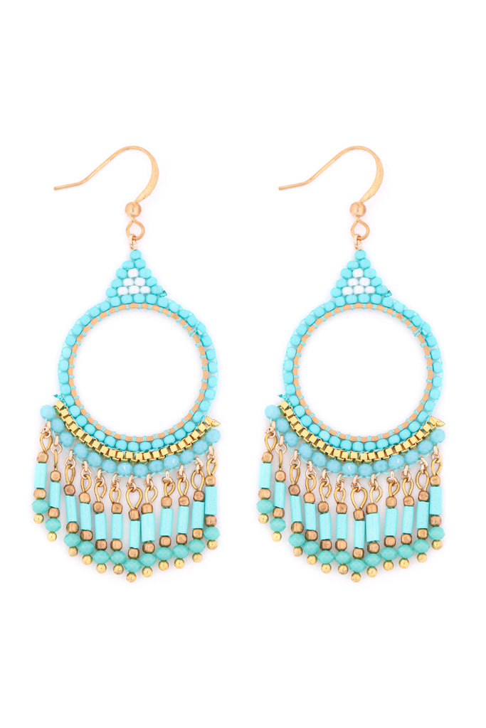 BOHEMIAN BEADS CHANDELIER FISH HOOK EARRINGS