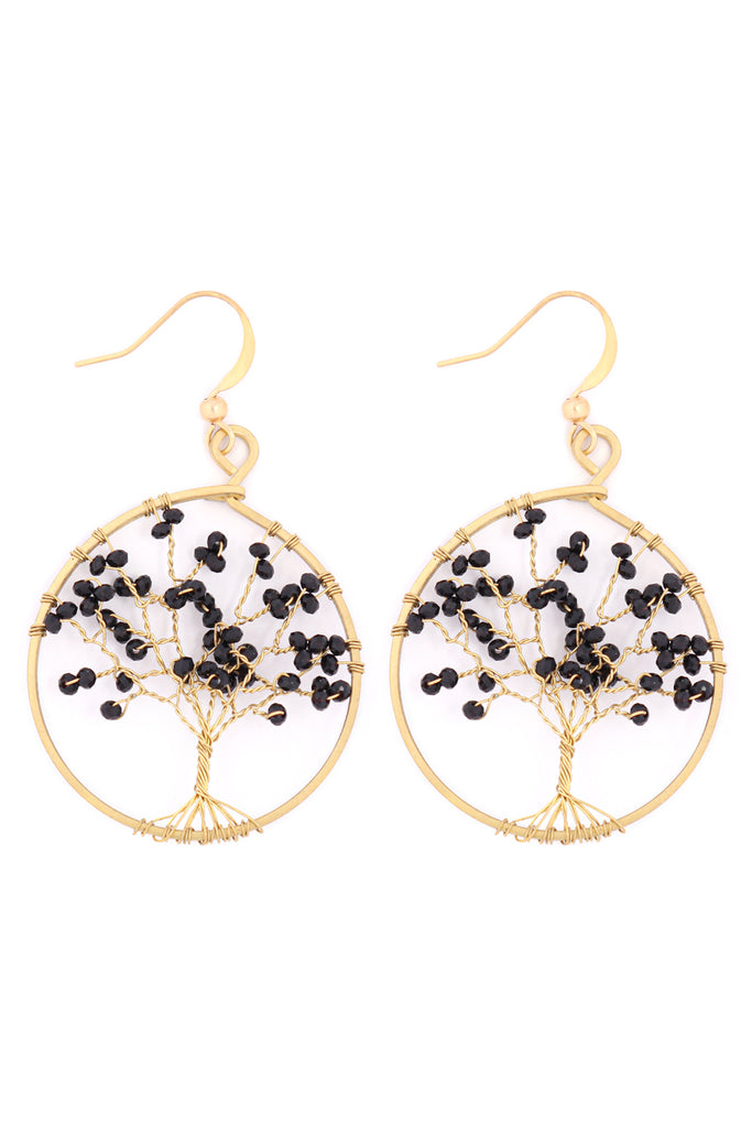 HDE3396 - TREE OF LIFE ROUND HOOK EARRINGS