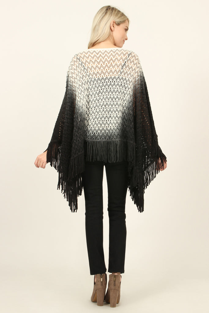 Ombre Fringe Poncho