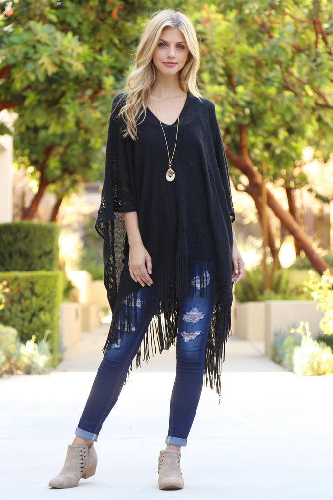Soft Fringe Poncho