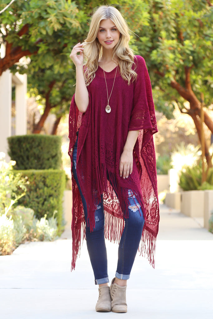 Soft Fringe Poncho