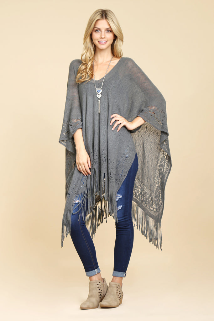 Soft Fringe Poncho