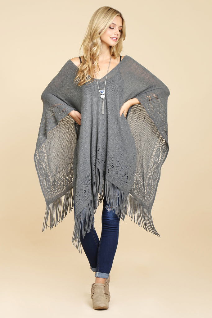 Soft Fringe Poncho