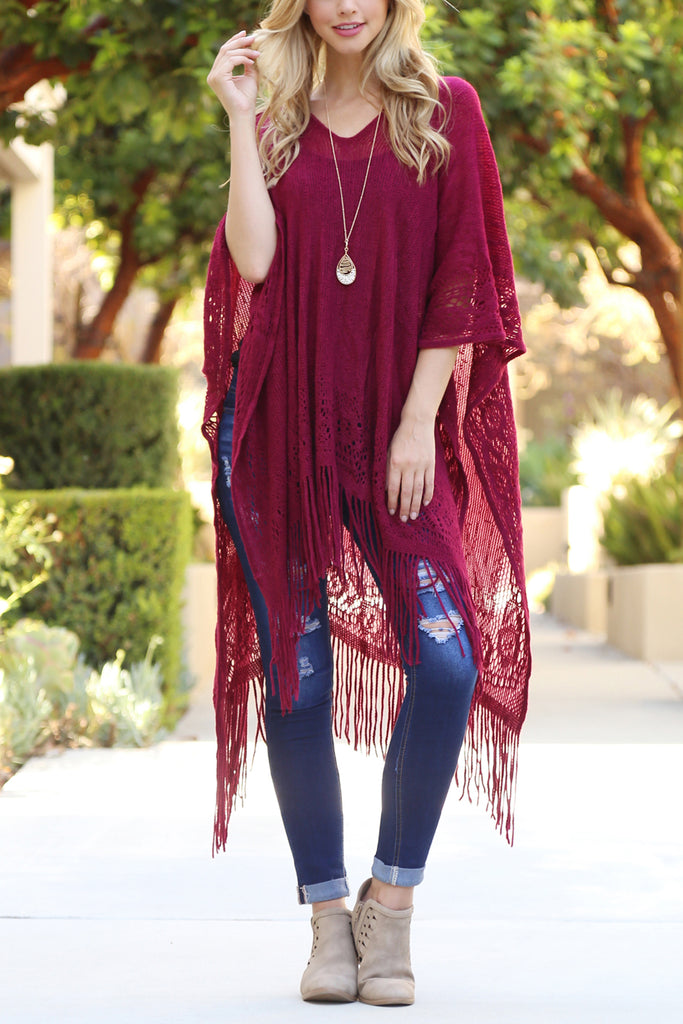 Soft Fringe Poncho