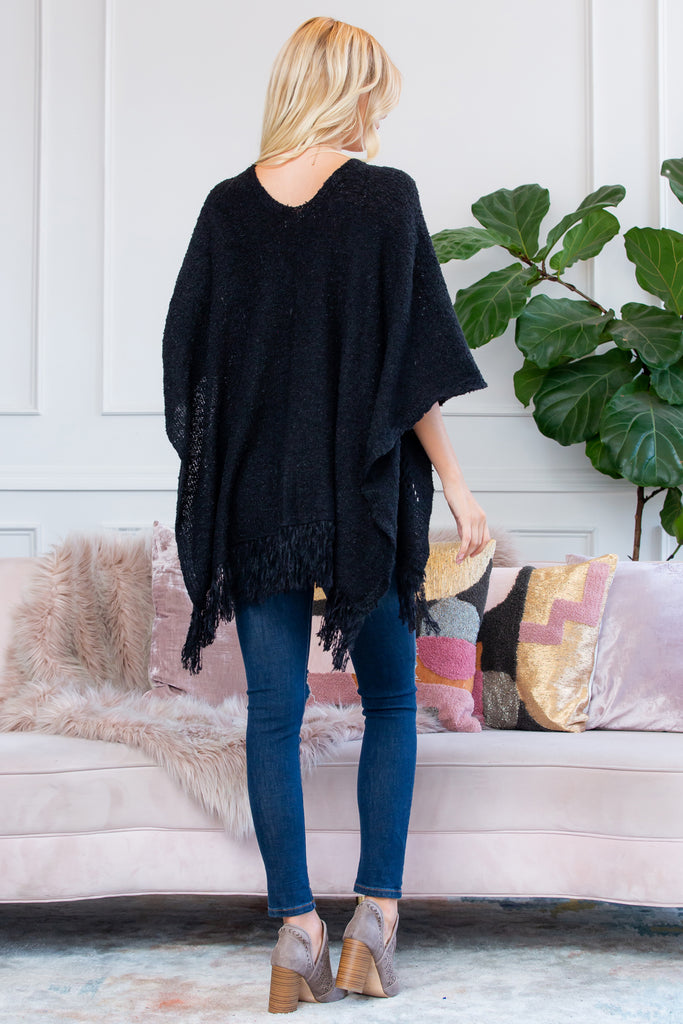 HDF2519BK - BLACK SOFT FRINGE SHAWL