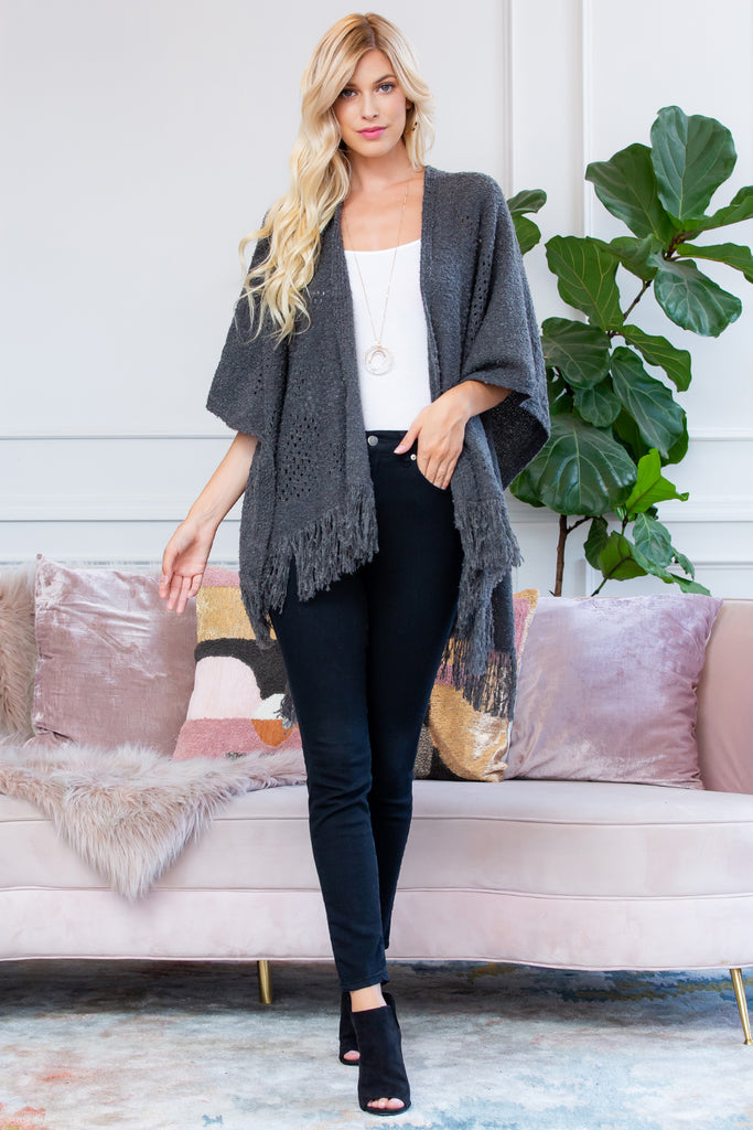 HDF2519GY - GRAY SOFT FRINGE SHAWL