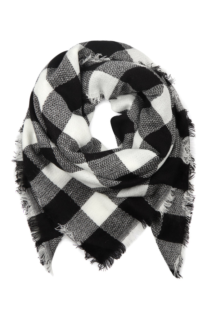 FRINGE BLANKET BUFFALO PLAID SCARF