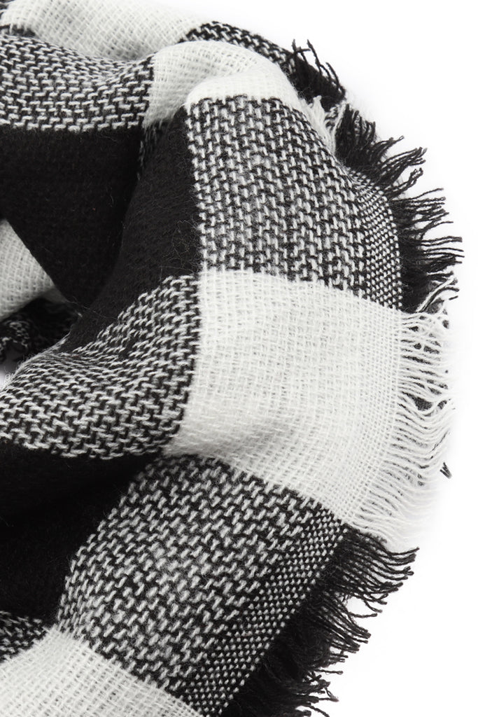 FRINGE BLANKET BUFFALO PLAID SCARF