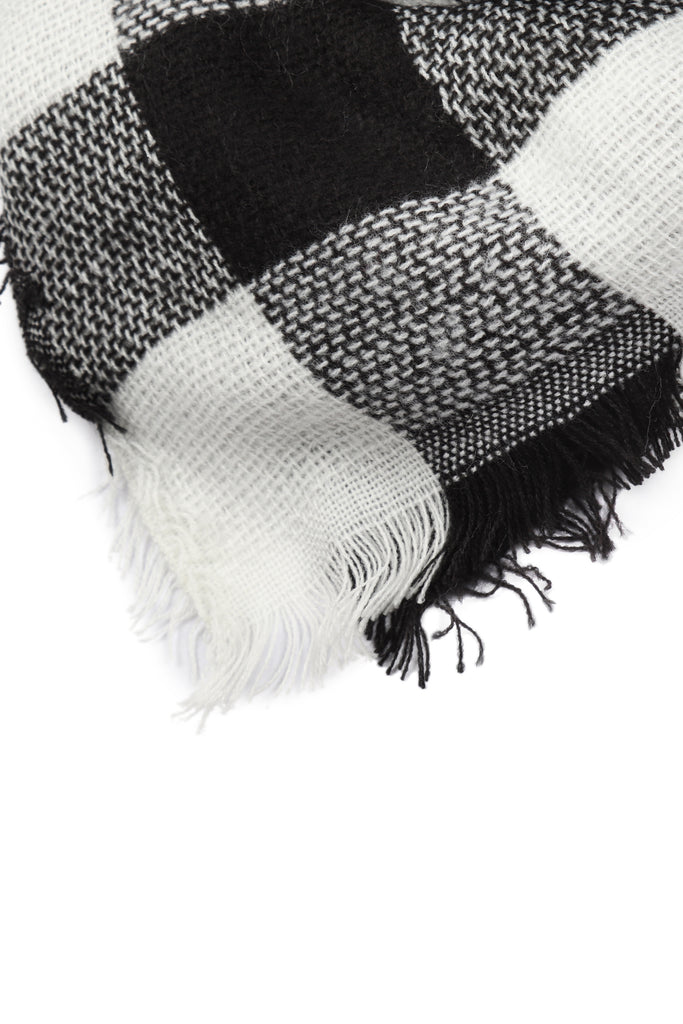 FRINGE BLANKET BUFFALO PLAID SCARF