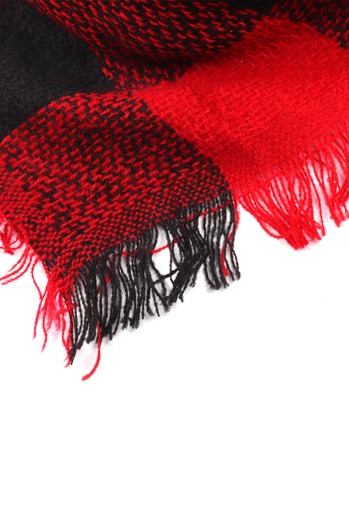 FRINGE BLANKET BUFFALO PLAID SCARF