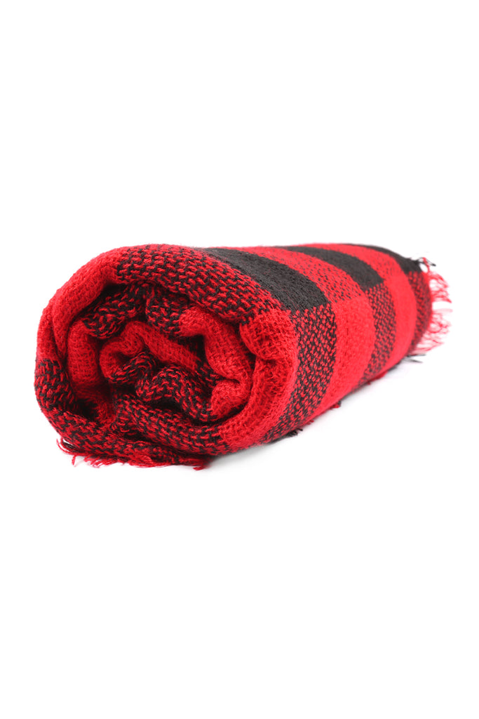 FRINGE BLANKET BUFFALO PLAID SCARF