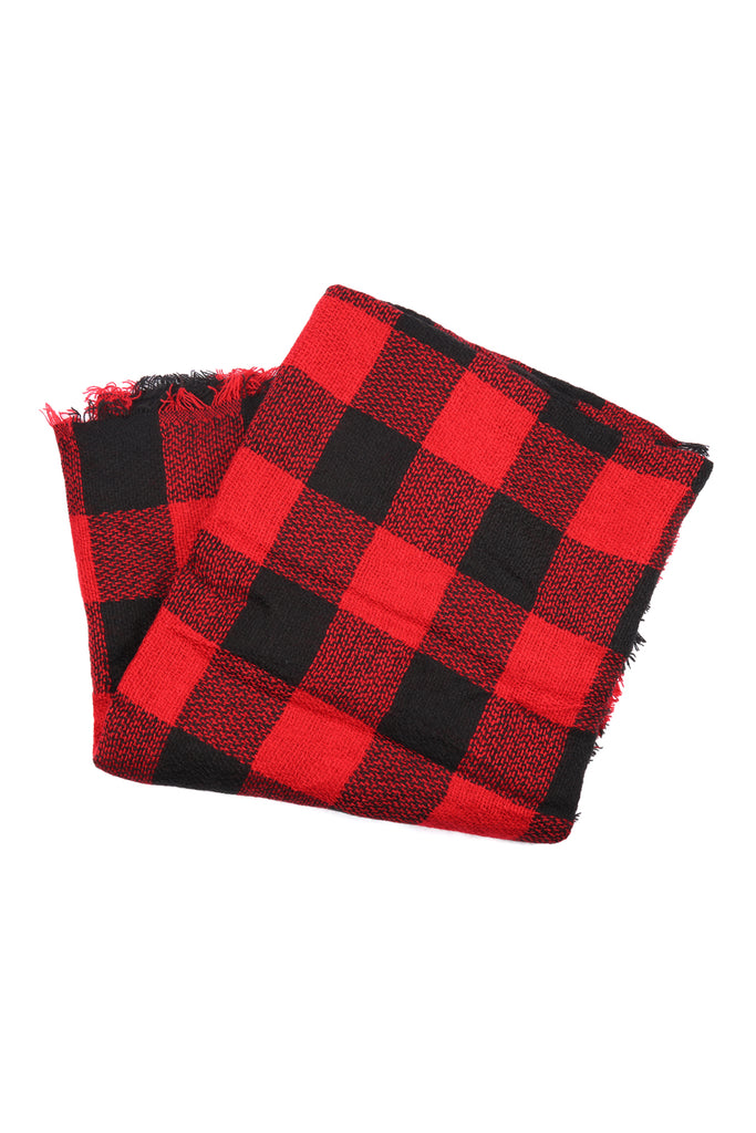 FRINGE BLANKET BUFFALO PLAID SCARF