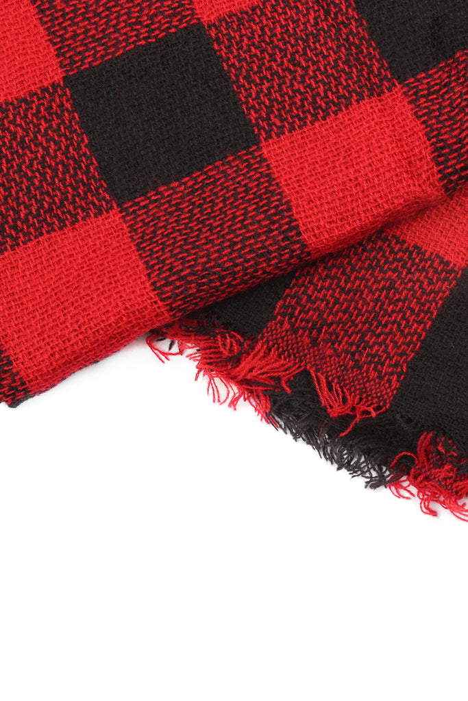 FRINGE BLANKET BUFFALO PLAID SCARF