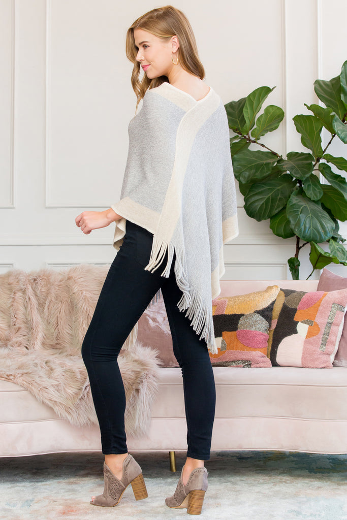 HDF3011 - ULTRA SOFT TWO TONE FRINGE PONCHO