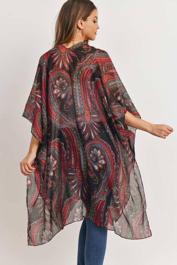 HDF3166 - PAISLEY PRINT OPEN FRONT KIMONO