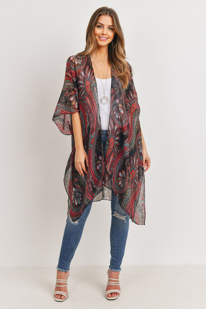 HDF3166 - PAISLEY PRINT OPEN FRONT KIMONO
