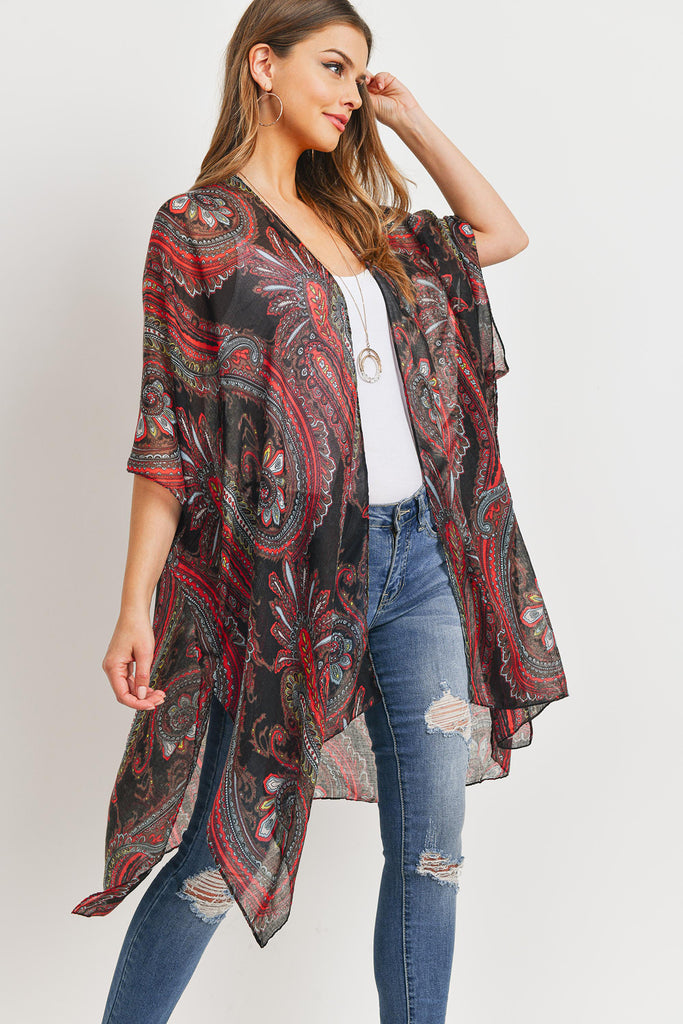 HDF3166 - PAISLEY PRINT OPEN FRONT KIMONO