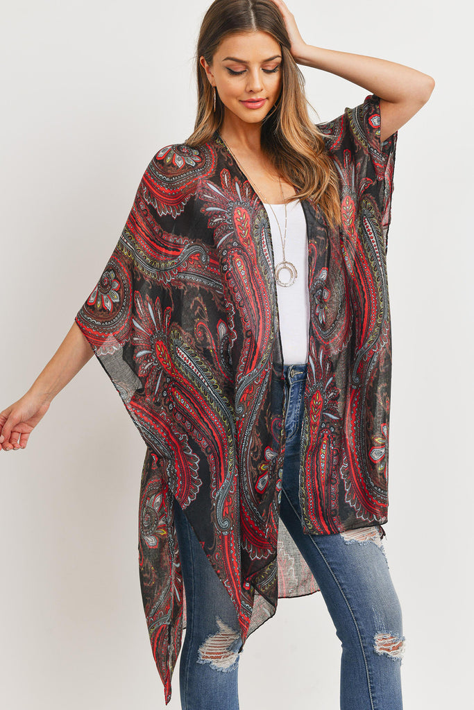 HDF3166 - PAISLEY PRINT OPEN FRONT KIMONO
