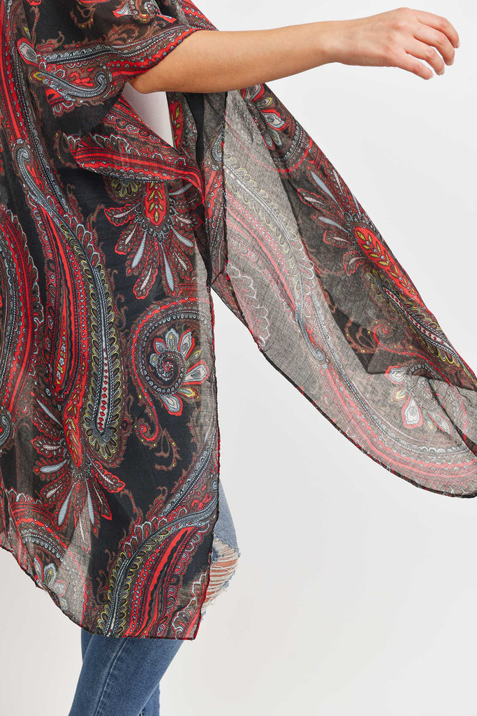 HDF3166 - PAISLEY PRINT OPEN FRONT KIMONO
