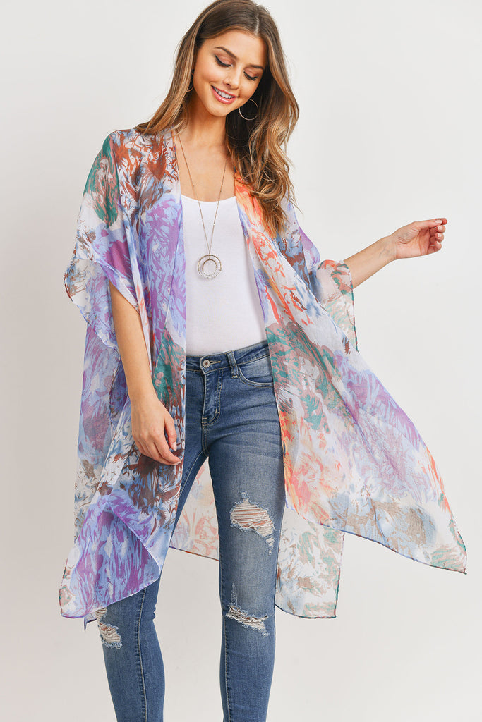 HDF3175 - ABSTRACT PRINT OPEN FRONT KIMONO
