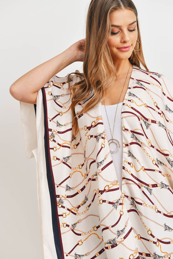 HDF3180 - TASSEL LINE PRINTED OPEN FRONT KIMONO