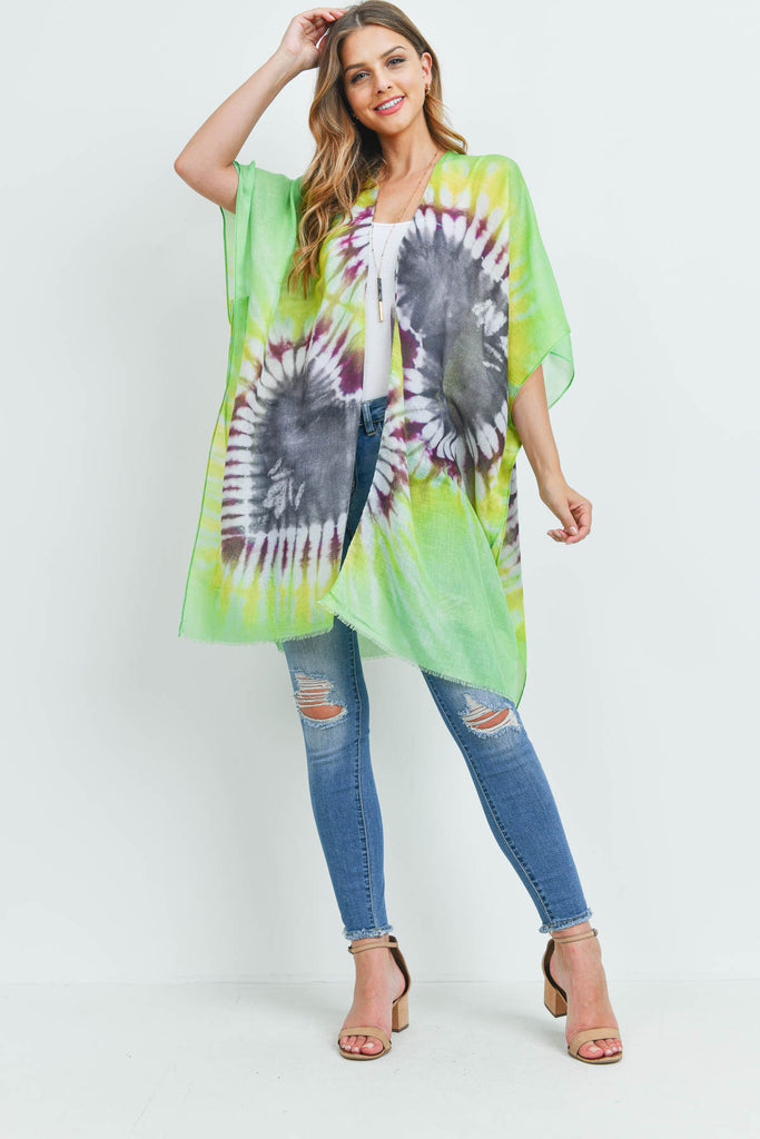 HDF3370 - TIE DYE OPEN FRONT KIMONO