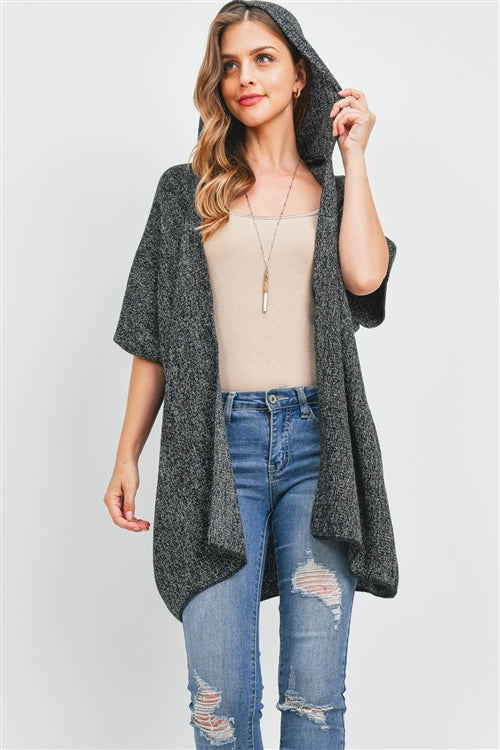 PLAIN HOODED CARDGAN
